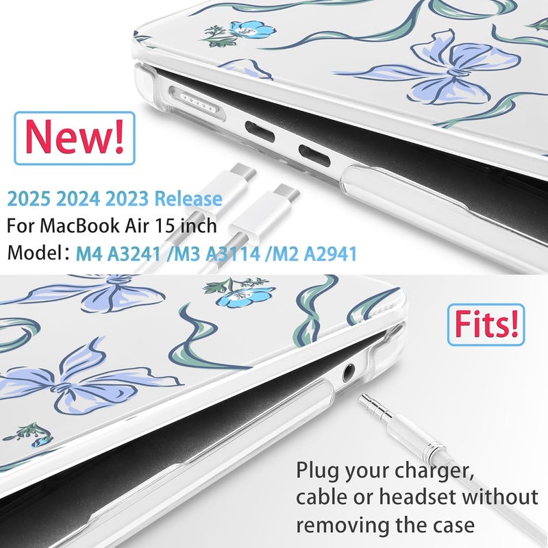 Mektron Designed for 2025/2024/2023 MacBook Air 15 INCH M4 A3241 /M3 A3114 /M2 A2941 Case, Printed Plastic Hard Shell Cover with 15.3" Liquid Retina Display Touch ID, Bows C355 - Image 2